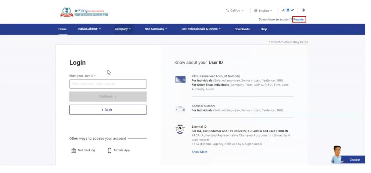 Income Tax Portal Login & Registration Process