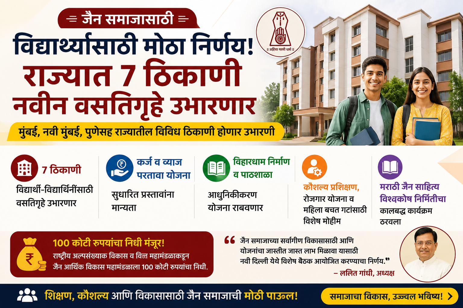 Yojana For Jain Students in Maharashtra