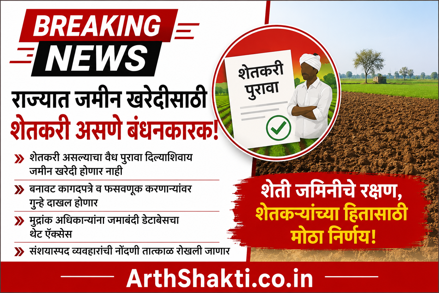New Eligibility For Agriculture Land Purchase in Maharashtra